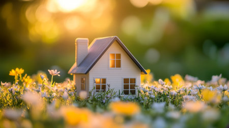 Create  prompts for stock photos related to Real estate concept business, home insurance and real estate protection with - characters and ending withの素材