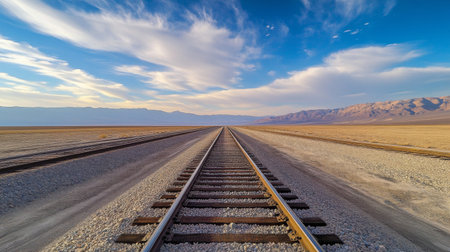 A drone view of railway tracks stretching into the horizon.の素材