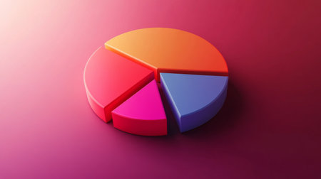 A clean and minimalist D pie chart showcasing statistical data, with a soft shadow effect and evenly distributed segments that highlight key financial insights.の素材