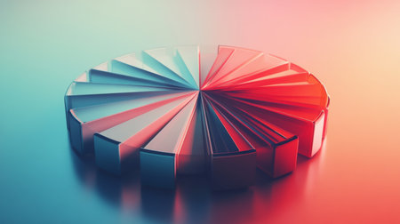 A stunning D pie chart with intricately designed segments, set against a gradient backdrop, emphasizing the complexity and richness of financial data.の素材