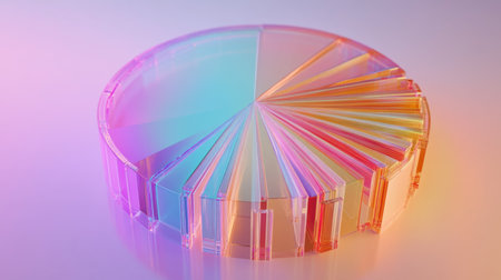 A stunning D pie chart with intricately designed segments, set against a gradient backdrop, emphasizing the complexity and richness of financial data.の素材