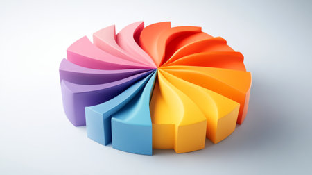 A dynamic D pie chart with swirling segments, creating an engaging visual that represents changing market conditions and real-time data analysis.の素材