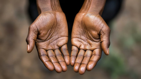 A close-up of hands engaged in a yoga pose, with fingers stretching and palms open, highlighting flexibility and strength in the human body.の素材