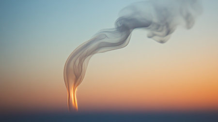 A plume of smoke rising from a burning object, blending into the evening sky.の素材