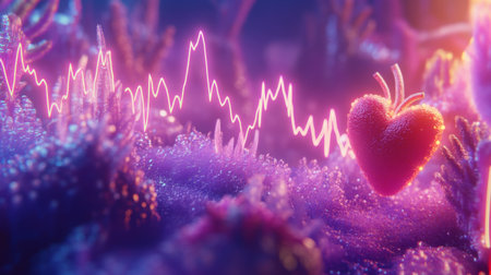 A colorful heartbeat graph flowing smoothly across a digital display, representing the life force and energy of a beating heart in a captivating designの素材