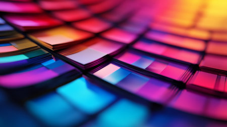 A close-up of a digital color palette on a graphic design program, with vibrant hues and gradients being selected, emphasizing the importance of color in designの素材