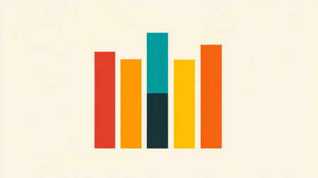 A clean and sharp financial bar graph with colorful bars, displaying growth trends over time on a high-resolution digital screenの素材
