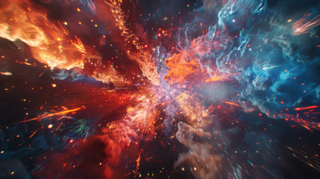 A fireworks display synchronized with music, creating a mesmerizing audio-visual experienceの素材