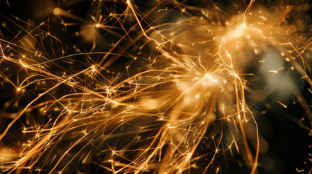 Sparklers creating trails of light as they're waved joyfully in the airの素材