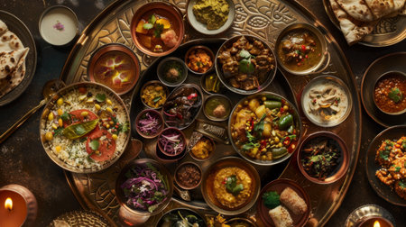 A traditional Indian thali filled with an array of mouthwatering regional delicaciesの素材
