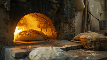 A traditional clay oven glowing with heat, ready to bake traditional Indian breadsの素材