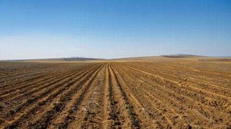 Barren fields devoid of crops due to prolonged drought, highlighting agricultural strugglesの素材