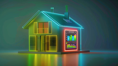 A digital display showing energy consumption data in a household, promoting awarenessの素材