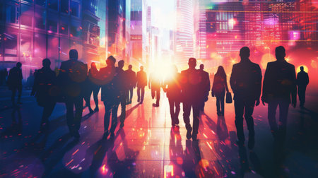 Abstract Image of Business People Walking on the Street Conceptの素材