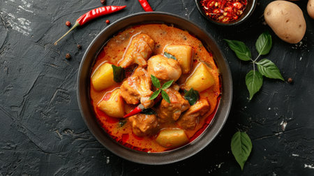Massaman Curry with Chicken and Potatoes.It is an aromatic curry with a tangy, luxurious taste that is harmonic, sweet and isn't as spicy.Top viewの素材