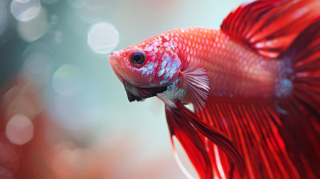A close-up of a Betta fish's intricate labyrinth organ, highlighting the fascinating biology that allows these creatures to breathe air.の素材
