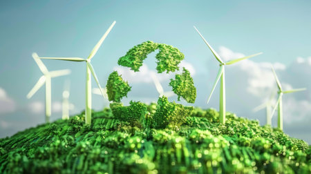 Increase in electricity prices on the world market. Green energy in full development.の素材