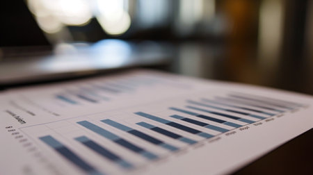 A close-up of a bar graph printed on paper, showcasing statistical data for research or presentation purposes.の素材