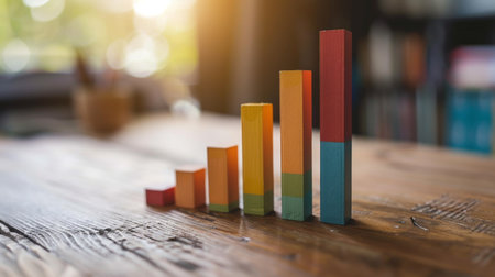 An ascending bar graph representing financial growth and success, a visual testament to investment strategy triumphs.の素材