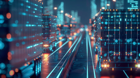 Transportation and logistics network distribution technology concept. Using AI in logistics and supply chain managementの素材