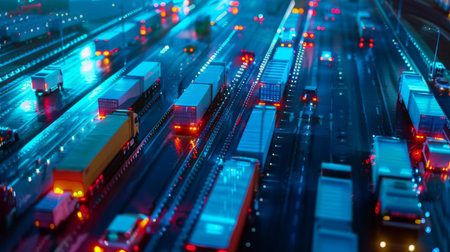 Transportation and logistics network distribution technology concept. Using AI in logistics and supply chain managementの素材