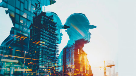 team engineer building construction project with architect people or construction workerの素材