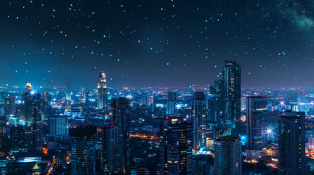 Banner smart city dot point connect with gradient lineの素材