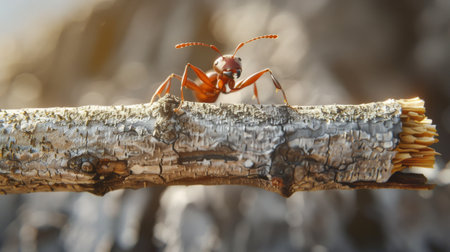 A macro shot of an ant carrying a heavy load, showcasing the impressive strength and determination of these insects.の素材