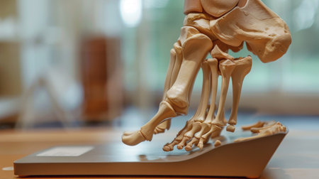 A close-up of a human foot, showcasing the bones, joints, and muscles that enable movement and support in the lower extremities.の素材