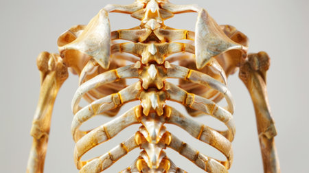 A digital illustration of the human ribcage, highlighting the protective function of ribs and their connection to the spine and sternum.の素材