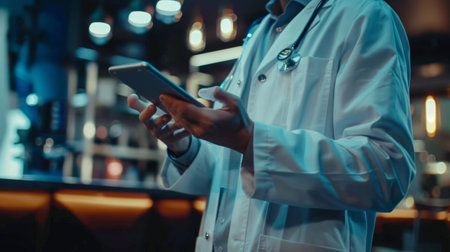 Doctor in doctor's coat workingの素材