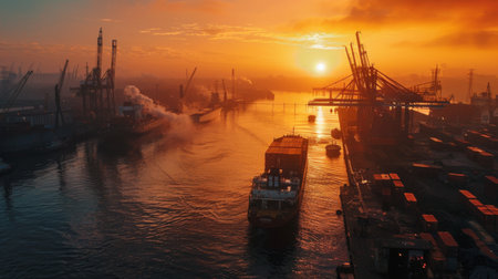 Logistics and transportation of Container Cargo ship and Cargo planeの素材