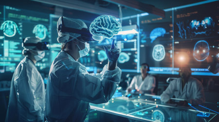 Scientists or doctors have used VR Metaverse to study and analyzeの素材