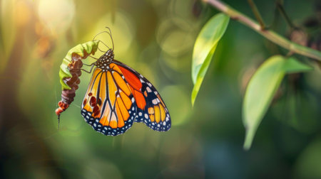 A butterfly emerging from its chrysalis, capturing the transformative moment of metamorphosisの素材