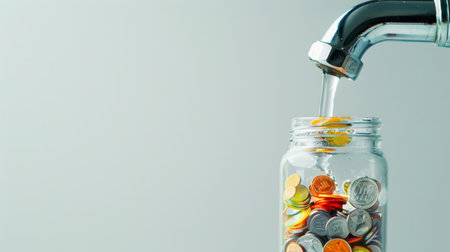 Faucet putting mix coins and seedの素材