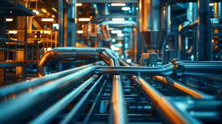 A close-up of industrial machinery and conveyor belts in a manufacturing plant, showcasing the global production processの素材