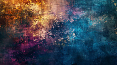 A rich, textured abstract background with layers of color and depth, providing a visually engaging experienceの素材