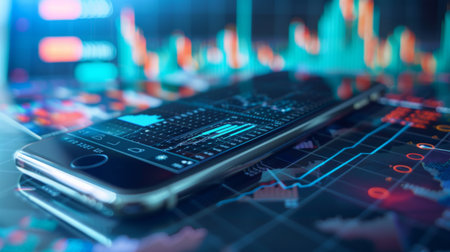 A smartphone displaying real-time stock market data and graphs, illustrating the importance of staying informed as an investorの素材