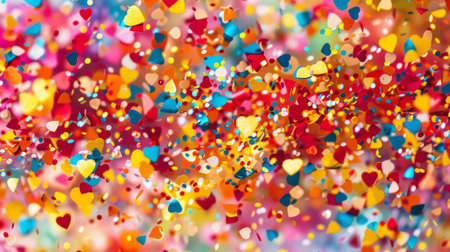 A playful, colorful confetti background, perfect for celebrations and festive occasionsの素材