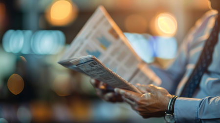 A financial journalist reporting on economic news and developments, delivering updates to viewers or readersの素材