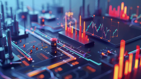 Business people analysing the data, stock market report on oil and gas prices. Financial dashboard with business intelligence key performance indicators.の素材