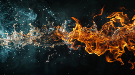 An abstract shape combining flame and waterの素材