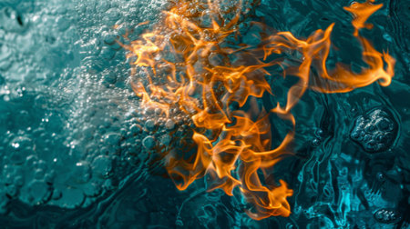 Abstract background with a mixture of fire and waterの素材