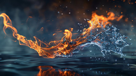 An abstract shape combining flame and waterの素材