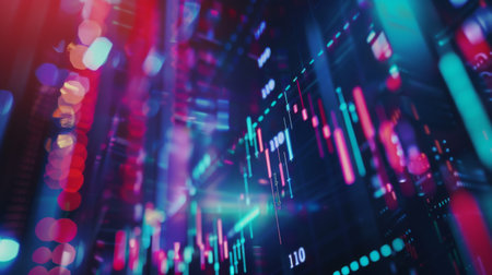 Financial data on a monitor. Finance data concept. stock market pricing abstract. Business background.の素材