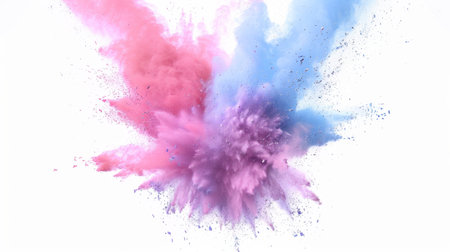 Colorful powder explosion on white background.の素材