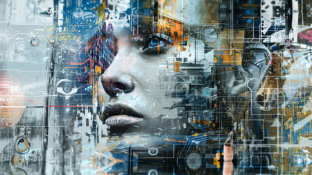 Modern technologies for connection . Mixed mediaの素材