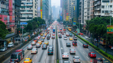 the urban traffic at shenzhen cityの素材