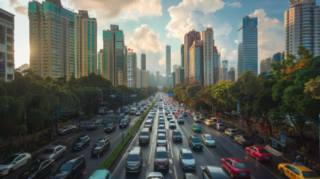 the urban traffic at shenzhen cityの素材