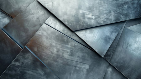 An abstract metallic background with brushed silver textures and geometric shapes. The sleek and modern design conveys a sense of elegance and industrial sophisticationの素材